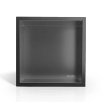 Balneo Wall Box One Gun Metal 30 x 30 x 7 cm din oțel inoxidabil periat raft cu flanșă