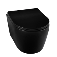 Vas WC suspendat Balneo Luxa rimless negru fără guler cu capac soft-close din duroplast