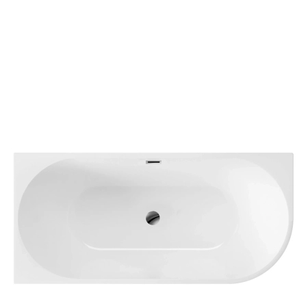 Cadă independentă de colț stânga Balneo AVOLA 160 x 80 cm albă, acrilică, cu ramă din oțel inoxidabil și 6 picioare stabilizatoare, cu preaplin și dop Chrome