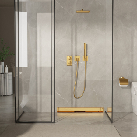 Sifon liniar de perete Balneo W-Drain NEXT 2 în 1 60 cm auriu cu două fețe