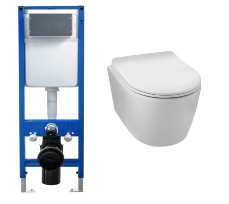 Set WC încastrat Balneo cadru Fix-Frame Narrow cu vas WC alb Luxa Tornado