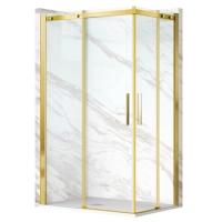 Cabină de duș glisantă Balneo Rio 100 x 100 cm aurie transparentă