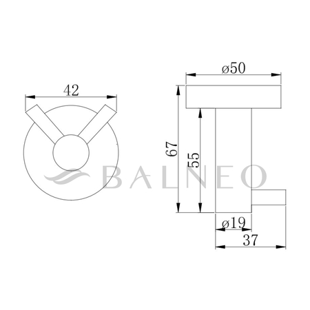 Cârlig de cupru Balneo Qube model 2