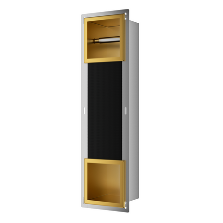 Suport hârtie igienică Balneo Wall Box Paper 2 Gold auriu cu compartiment îngropat în perete din oțel inoxidabil