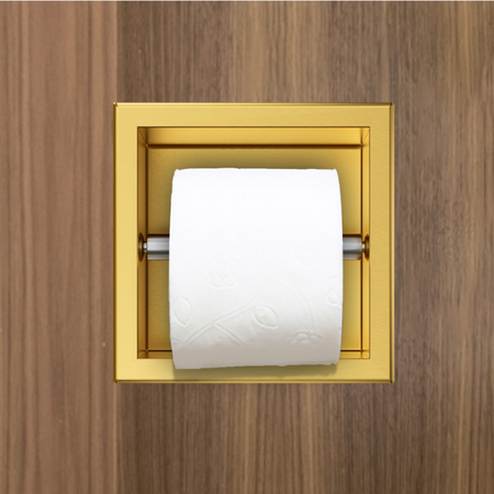 Suport hârtie igienică Balneo Wall Box Paper 1 Gold auriu îngropat în perete din oțel inoxidabil