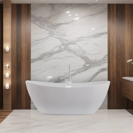 Cadă independentă Balneo PARMA 170 x 72 cm albă, acrilică, cu ramă din oțel inoxidabil și 6 picioare stabilizatoare, cu preaplin și dop White