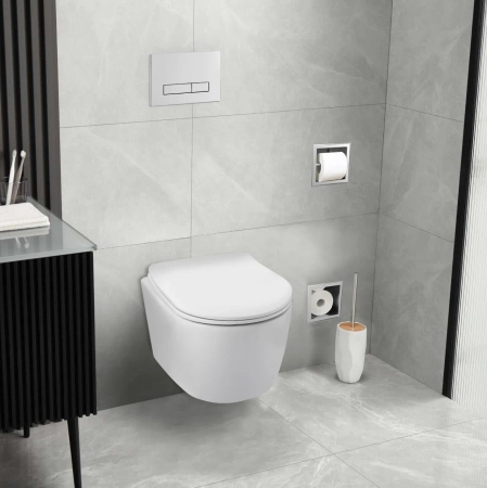Set WC încastrat Balneo, cadru Fix-Frame Standard cu vas WC Luxa alb și buton la alegere