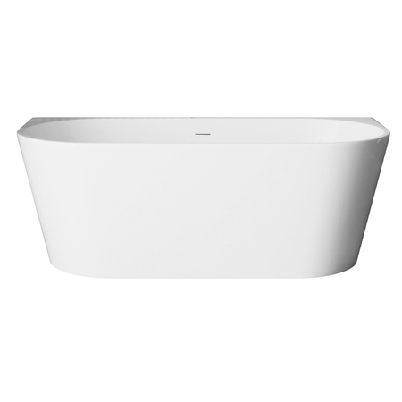 Cadă freestanding de perete Balneo VIVA NO RIM 170 x 80 cm albă din acril cu cadru din oțel inoxidabil și 6 picioare de stabilizare, cu preaplin și dop alb