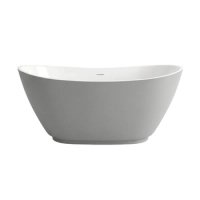 Cadă freestanding Balneo PARMA NO RIM 170 x 72 cm alb-gri din acril cu cadru din oțel inoxidabil și 6 picioare de stabilizare, cu preaplin și dop alb