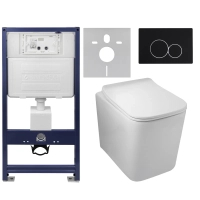 Set WC încastrat Balneo, cadru Fix-Frame Standard cu vas WC Luga alb și buton la alegere