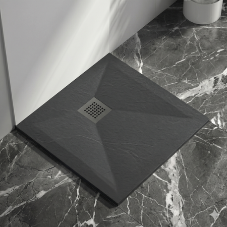 Cădiță de duș din compozit Balneo Stone Tray 80 x 80 x 2,5 cm gri închis joasă pătrată