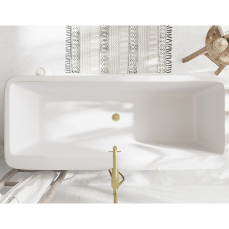 Cadă independentă Balneo ROMA 170 x 80 cm albă, acrilică, cu ramă din oțel inoxidabil și 6 picioare stabilizatoare, cu preaplin și dop Gold