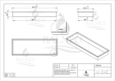 Raft de perete încastrat Balneo Wall Box One Black 90 x 30 x 10 cm negru din oțel inoxidabil cu ramă