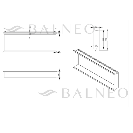 Balneo Wall Box LED Inox raft 90 x 30 x 10 cm