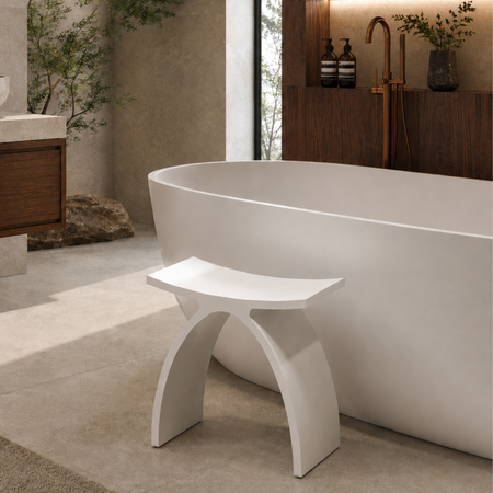 Taburet de baie LAVO Solid Surface, Coco White