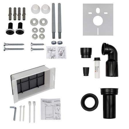 Set WC încastrat Balneo, cadru Fix-Frame Standard cu vas WC Luna alb și buton la alegere