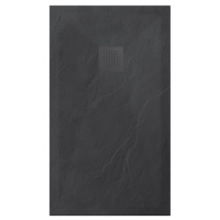 Cădiță de duș compozit Balneo Stone Tray 120 x 80 x 2,5 cm gri închis joasă dreptunghiulară