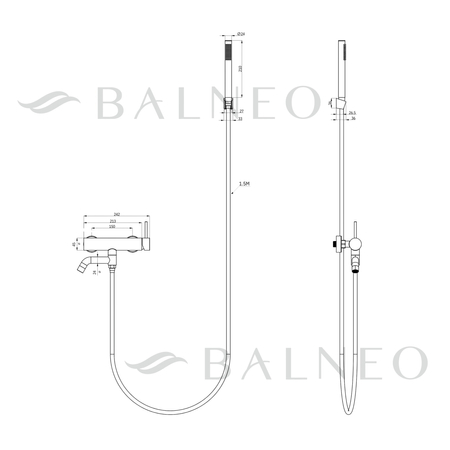 Baterie pentru cadă Balneo Cascade zestaw 1 gun metal
