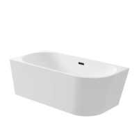 Cadă independentă de colț stânga Balneo AVOLA 170 x 80 cm albă, acrilică, cu ramă din oțel inoxidabil și 6 picioare stabilizatoare, cu preaplin și dop Black