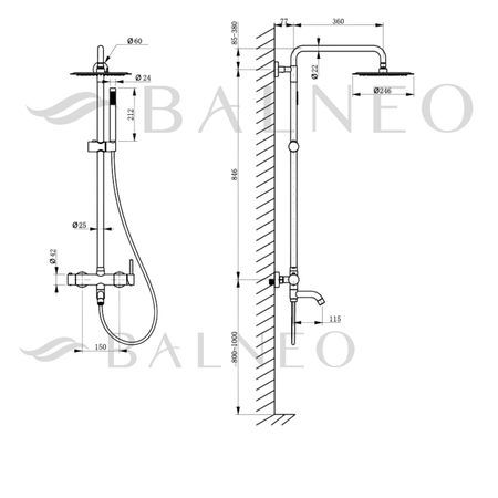 Balneo Cascade duș mixer set 1 negru