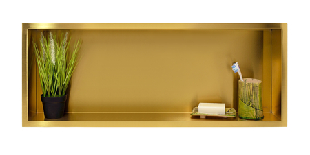 Raft de perete încastrat Balneo Wall Box One Gold 90 x 30 x 7 cm auriu din oțel inoxidabil cu ramă