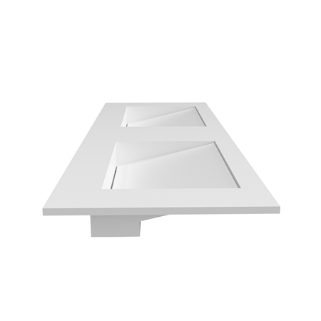 Lavoar Alveria Solid Surface, Coco White, cu sifon liniar dublu, 120 cm