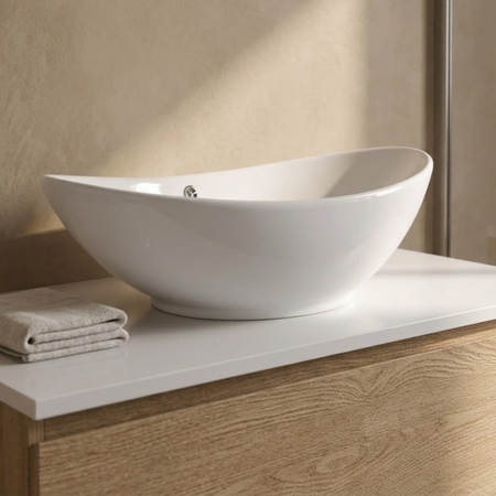 Lavoar pe blat Balneo Zerra 59 x 39 cm alb din ceramică