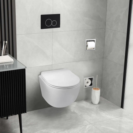 Set WC încastrat Balneo, cadru Fix-Frame Standard cu vas WC Luna alb și buton din care puteți alege între LXO și EXO