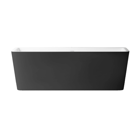 Cadă freestanding Balneo ROMA NO RIM 170 x 80 cm alb-negru din acril cu cadru din oțel inoxidabil și 6 picioare de stabilizare, cu preaplin și dop alb