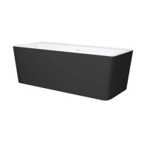 Cadă freestanding Balneo ROMA NO RIM 170 x 80 cm alb-negru din acril cu cadru din oțel inoxidabil și 6 picioare de stabilizare, cu preaplin și dop alb