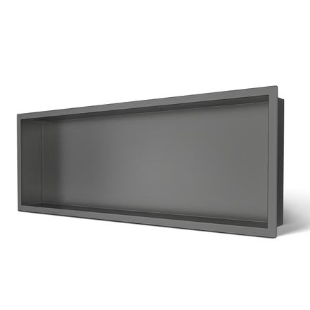 Balneo Wall Box One Gun Metal raft 90 x 30 x 7 cm în oțel inoxidabil periat cu flanșă