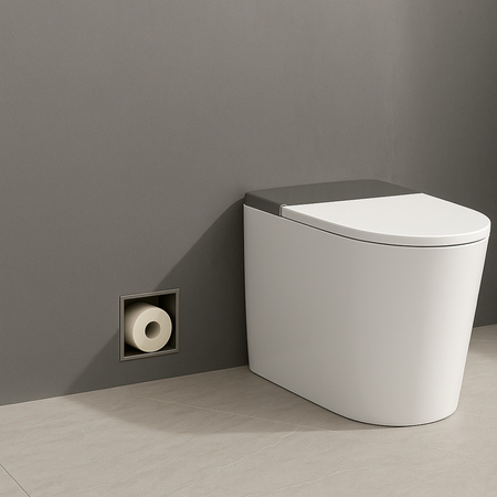 Balneo Wall Box Paper 3 Gun Metal construit în perete raft de depozitare în oțel inoxidabil
