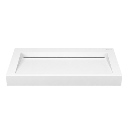 Lavoar Veloria Solid Surface, Coco White, cu sifon liniar, 80 cm