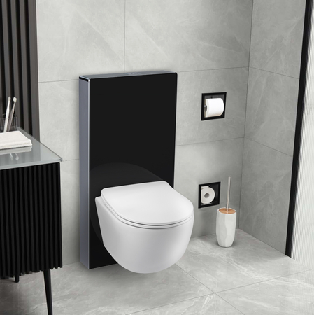 Cadru aparent WC Balneo Fix-Frame Glass Black negru din sticlă securizată