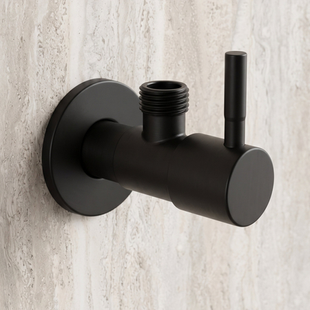 Robinet unghiular cu cap ceramic model 1 Negru 1/2 x 1/2