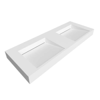 Lavoar Seravia Solid Surface, Coco White, cu sifon liniar dublu, 120 cm