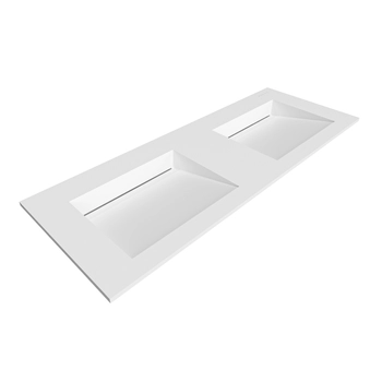 Lavoar Alveria Solid Surface, Coco White, cu sifon liniar dublu, 120 cm