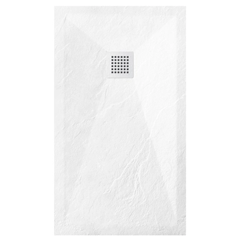 Cădiță de duș compozit Balneo Stone Tray 110 x 80 x 2,5 cm albă joasă dreptunghiulară