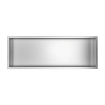 Raft de perete încastrat Balneo Wall Box One Inox 90 x 30 x 10 cm din oțel inoxidabil periat cu ramă
