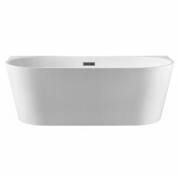 Cada de baie independentă pe perete Balneo VIVA 150 x 75 cm acrilic alb cu cadru din oțel inoxidabil și 6 picioare stabilizatoare cu revărsare și dop din metal armat